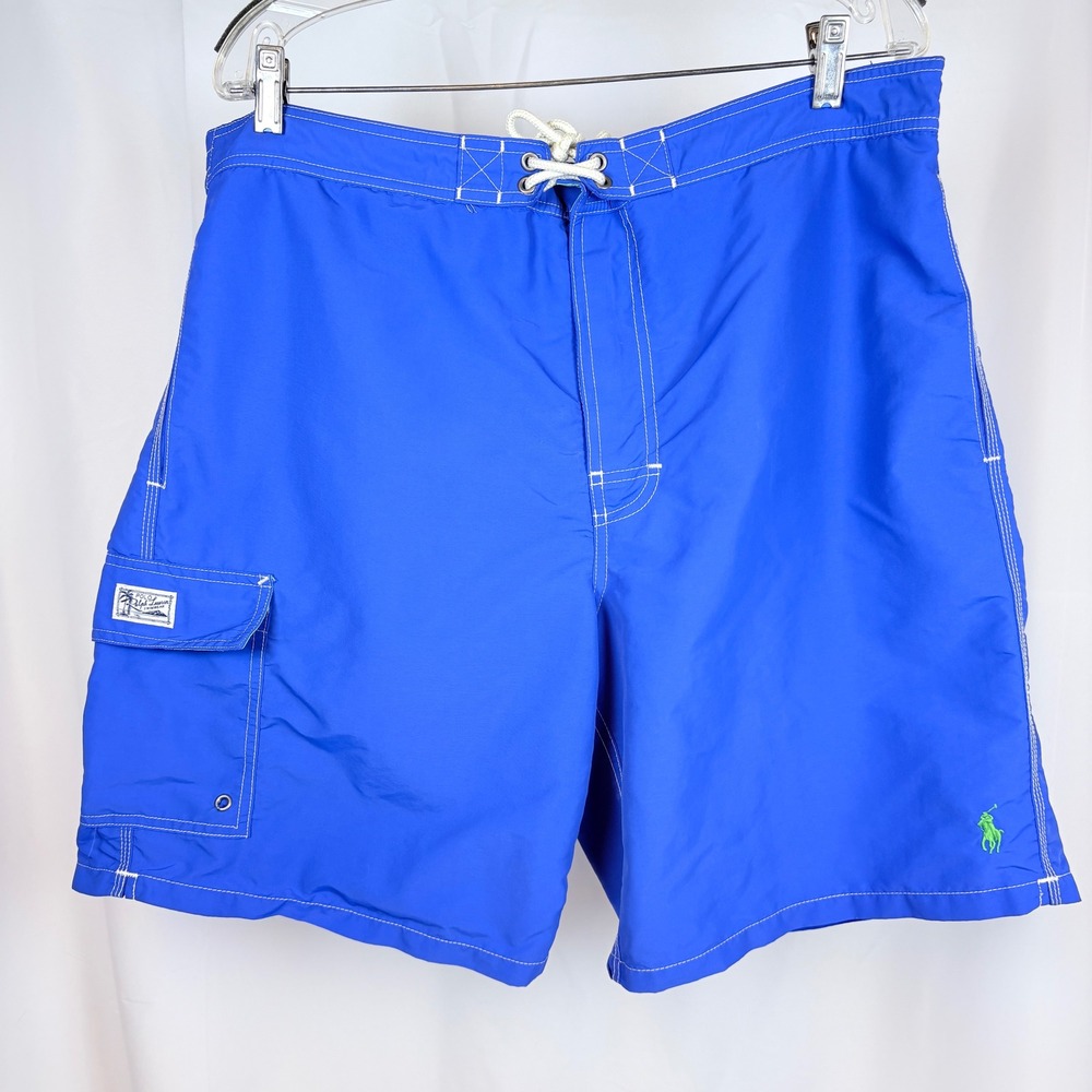 Polo Ralph Lauren Mens XL Blue Swim Trunks Cargo Pocket Board Shorts Pony Logo